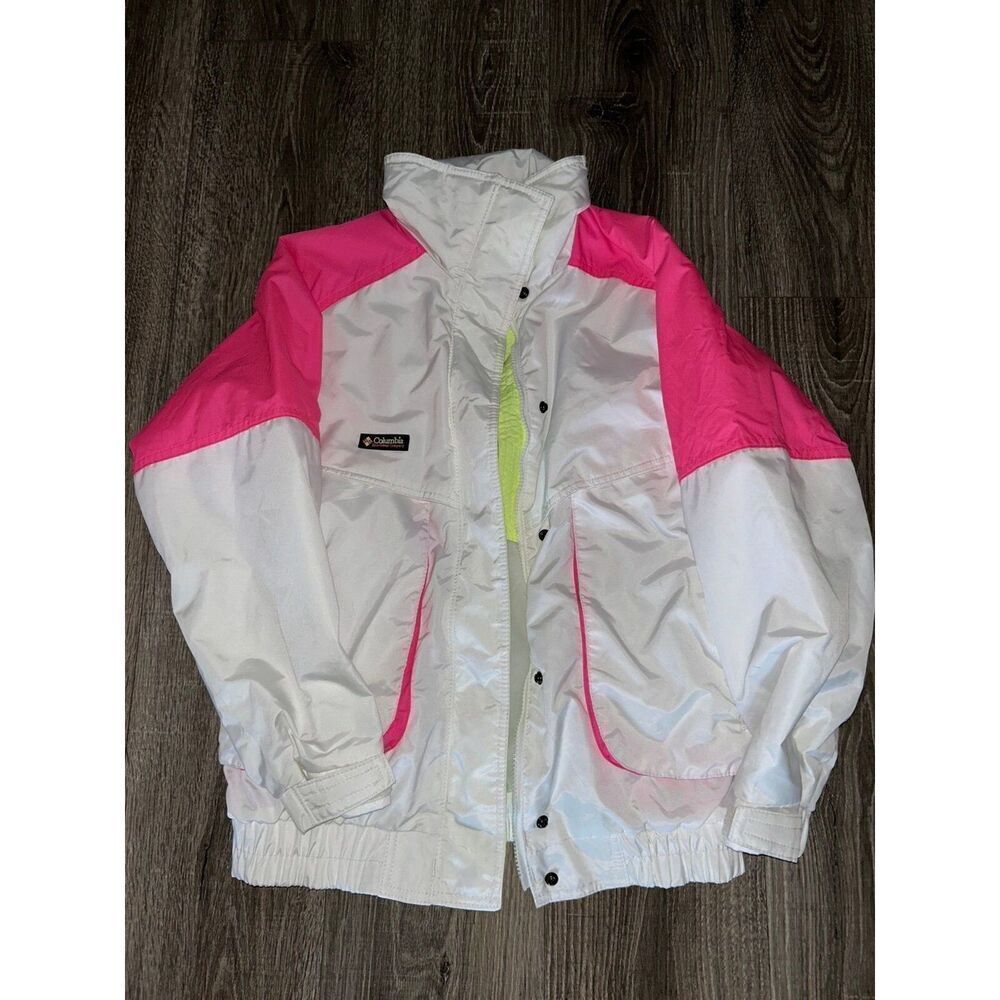 Columbia jacket ski vintage white and neon pink size S women’s
